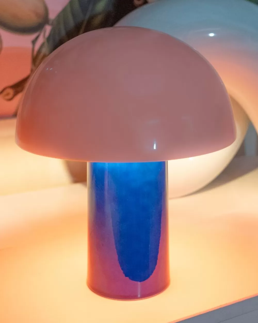 Store Cogumelo Keramiklampe Rosa Blau Lampen