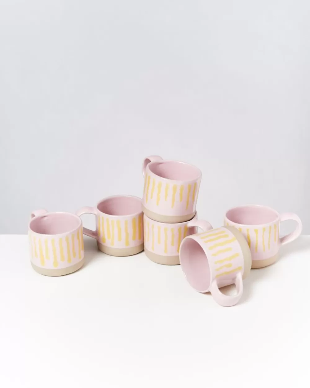 Cheap Nodoa 6Er Set Tasse Rosa Gelb Gestreift Tassen & Becher Sets