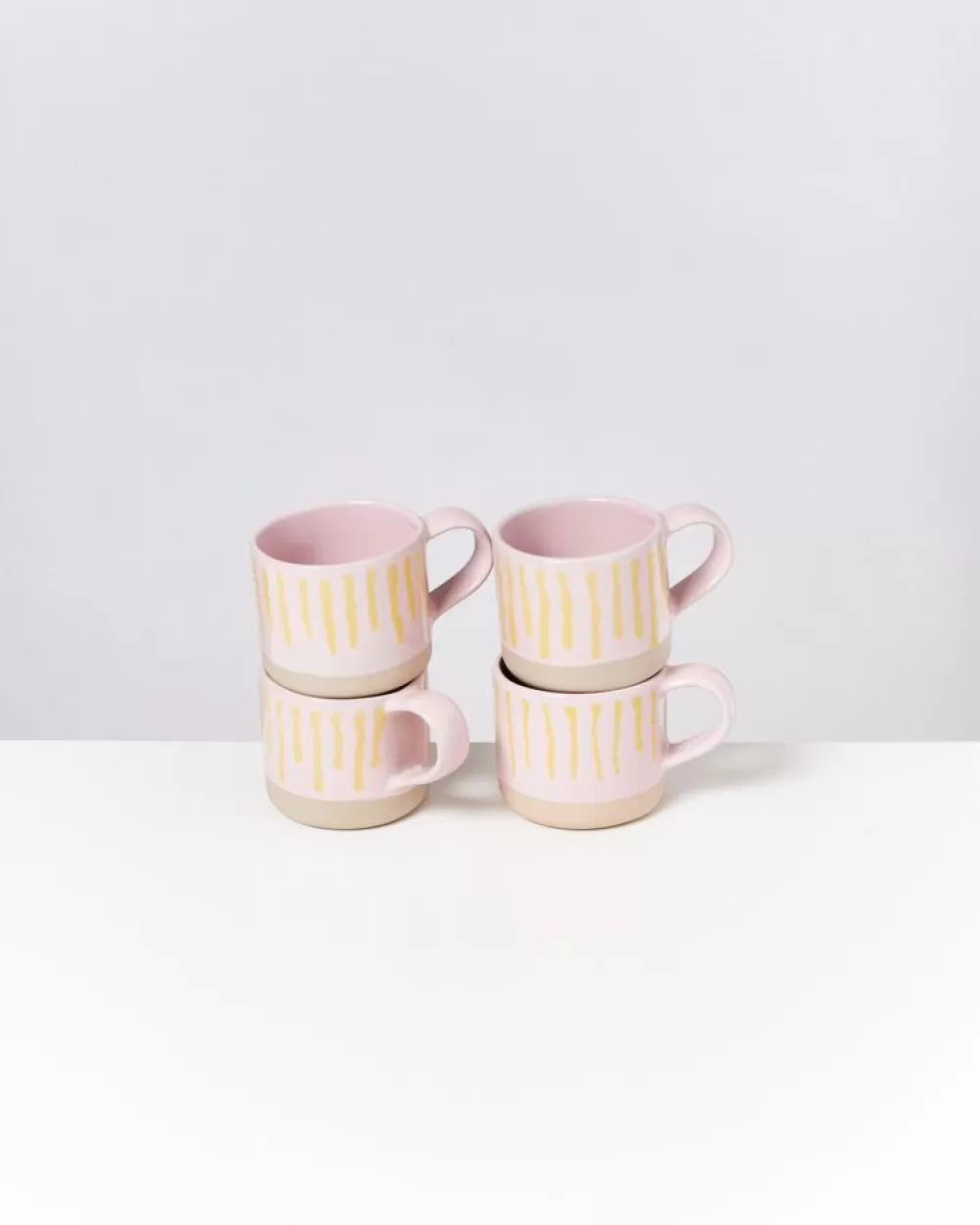 Clearance Nodoa Tasse Rosa Gelb Gestreift Tassen & Becher